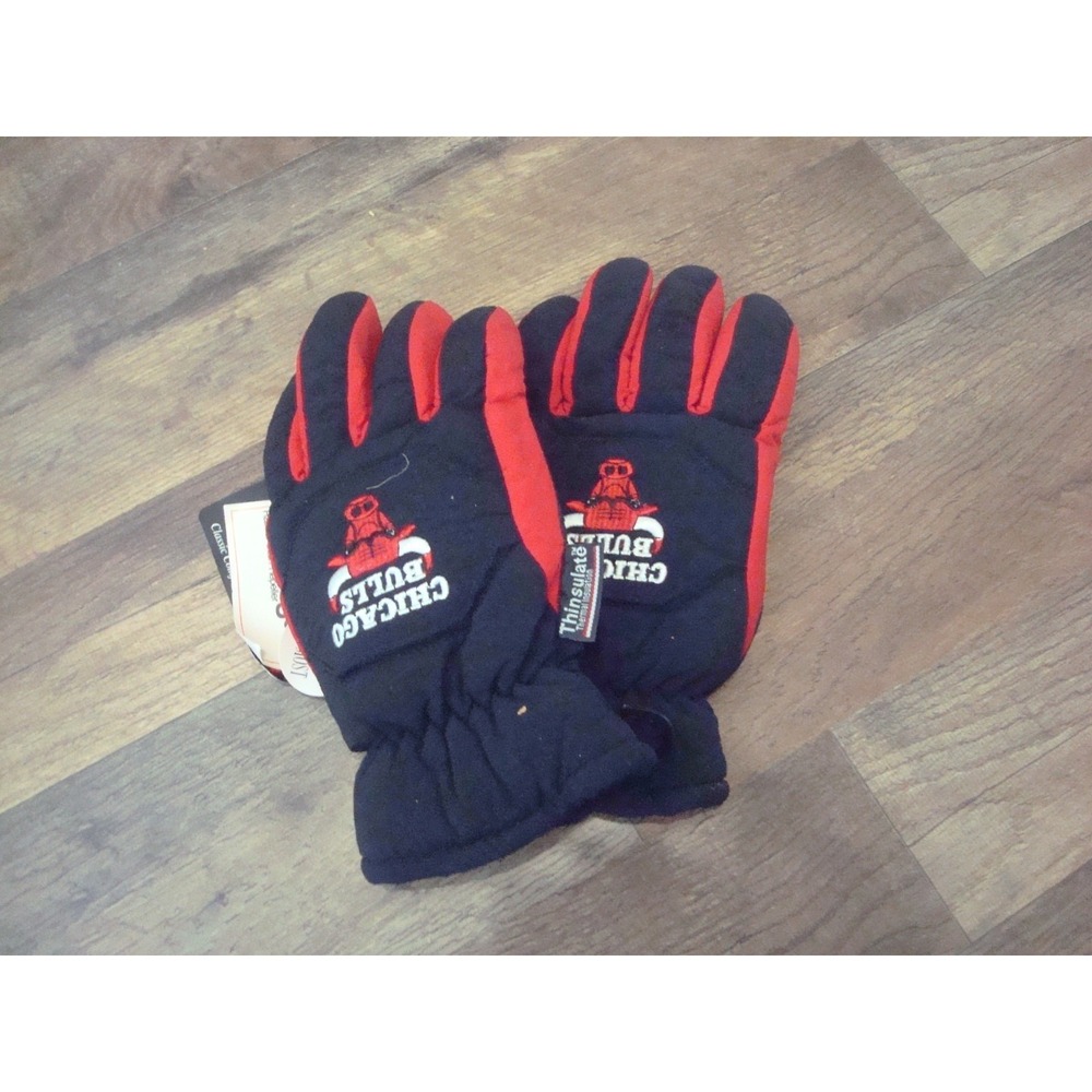CHICAGO BULLS YOUTH  GLOVES‎ MITTENS 90S DEADSTOCK  VINTAGE TT3
